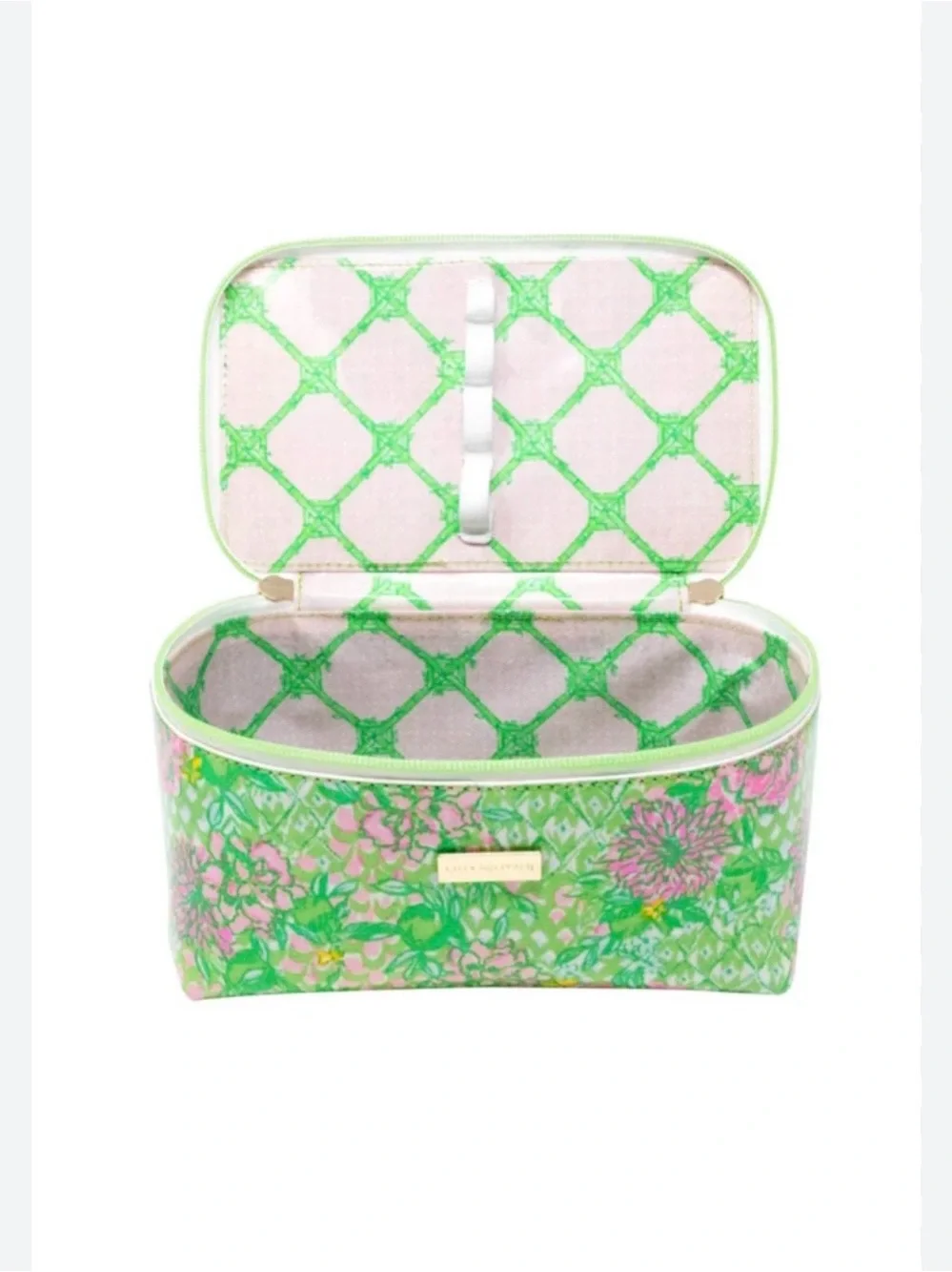 🆕 Lilly Pulitzer Floral Lime Feeling Good Green Travel Cosmetic Vanity Case - NW